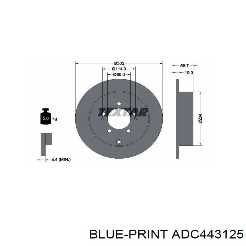 ADC443125 Blue Print disco de freno trasero