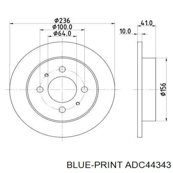 ADC44343 Blue Print disco de freno trasero