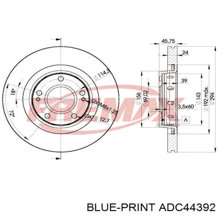 Disco de freno BDS1279 Jurid/Bendix