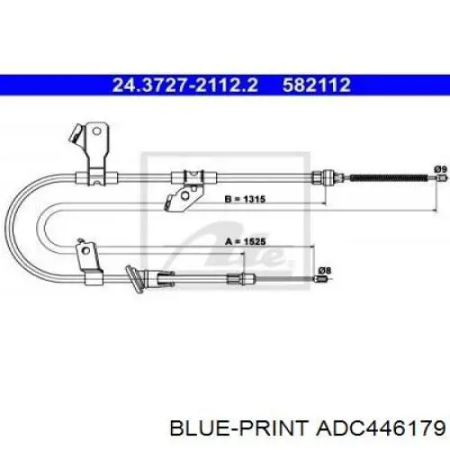 ADC446179 Blue Print cable de freno de mano trasero izquierdo