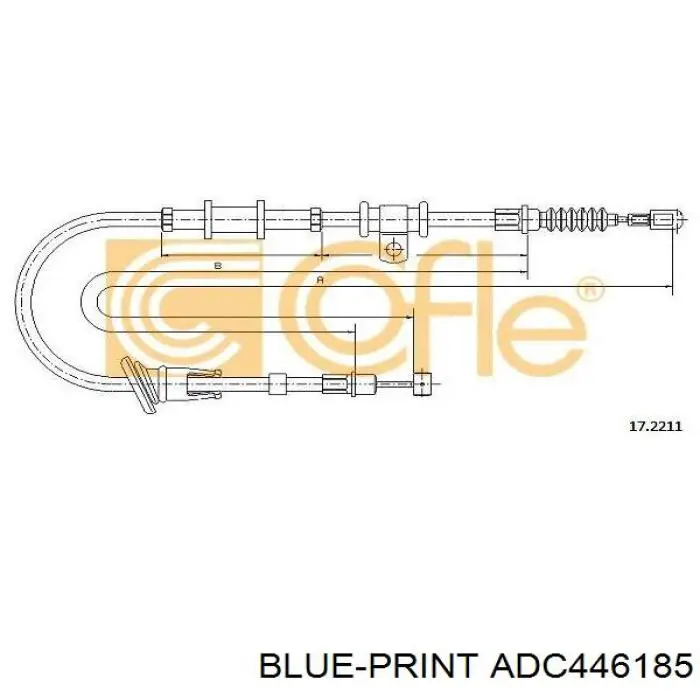 ADC446185 Blue Print cable de freno de mano trasero izquierdo
