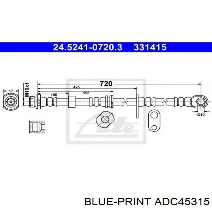 Latiguillos de freno delantero MR370634 Mitsubishi