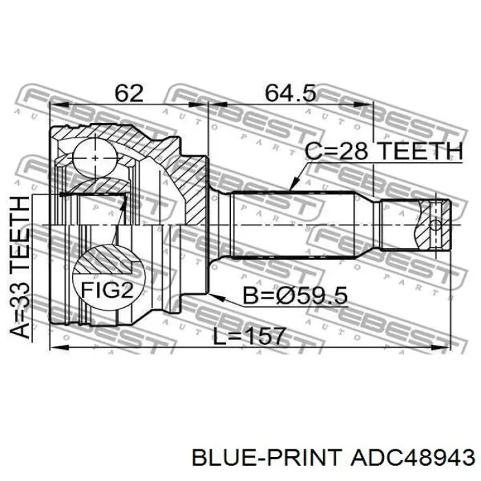 ADC48943 Blue Print Junta homocinética