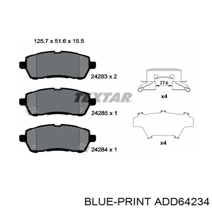 ADD64234 Blue Print pastillas de freno delanteras