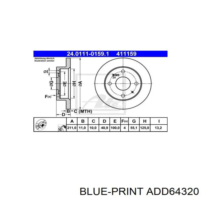 ADD64320 Blue Print freno de disco delantero