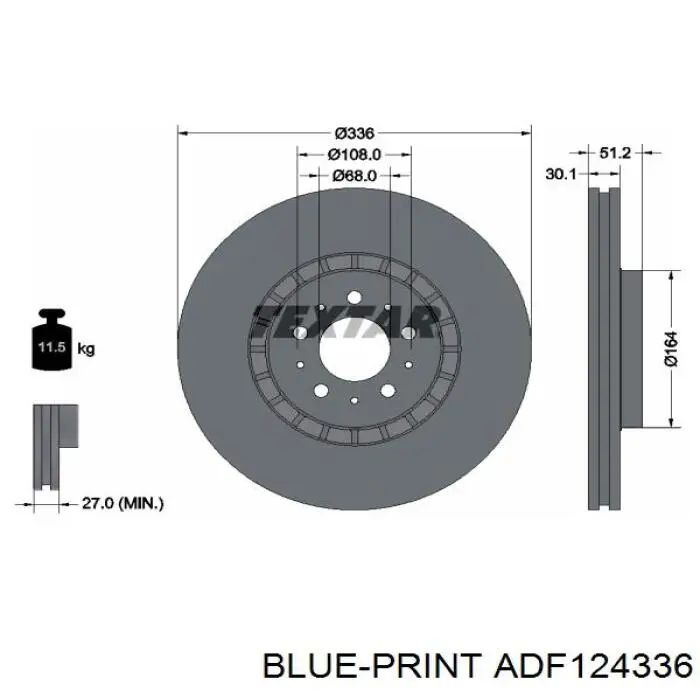 ADF124336 Blue Print disco de freno delantero