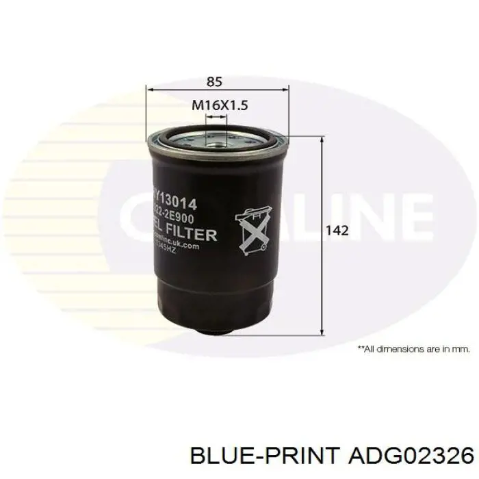 Filtro de combustible ADG02326 Blue Print