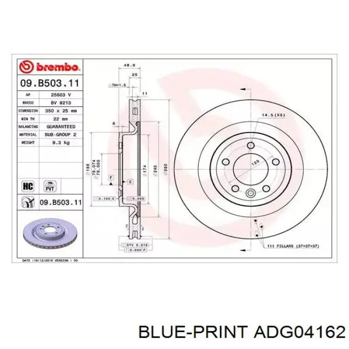ADG04162 Blue Print zapatas de frenos de tambor traseras