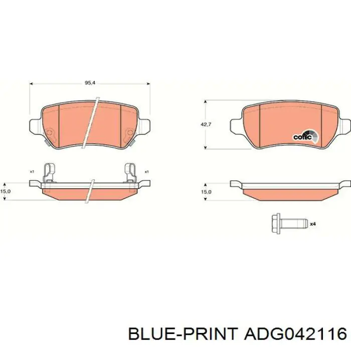ADG042116 Blue Print Pastillas freno traseras