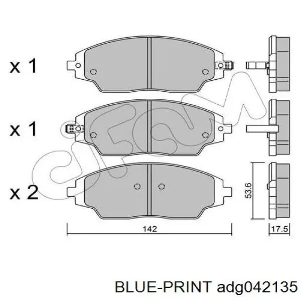 Pastillas de freno delanteras BLUE PRINT ADG042135