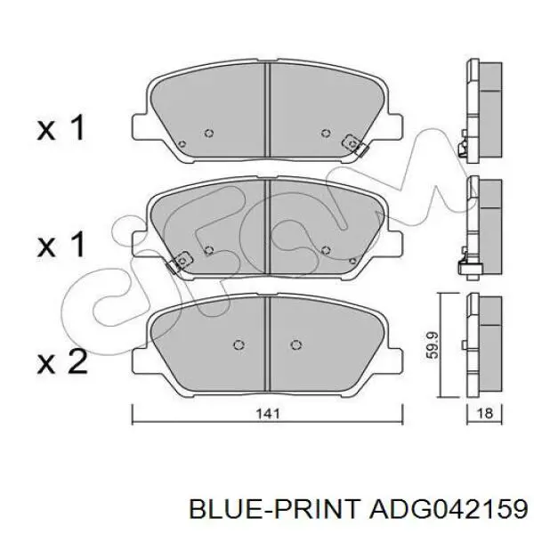 ADG042159 Blue Print pastillas de freno delanteras