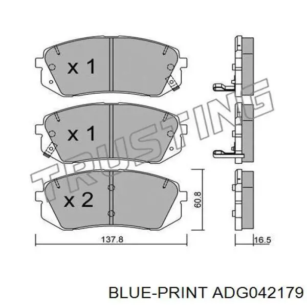 ADG042179 Blue Print pastillas de freno delanteras