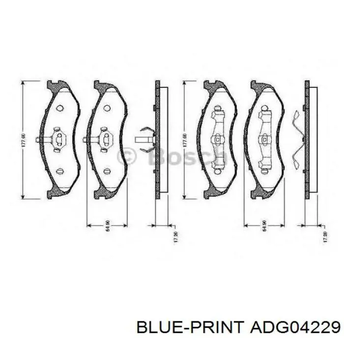 ADG04229 Blue Print pastillas de freno delanteras