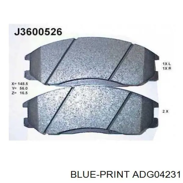 ADG04231 Blue Print pastillas de freno delanteras