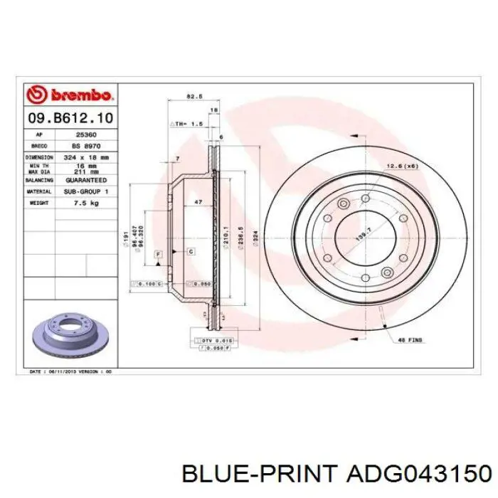Frenos traseros Blue Print ADG043150