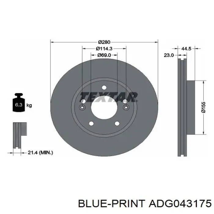 ADG043175 Blue Print disco de freno delantero