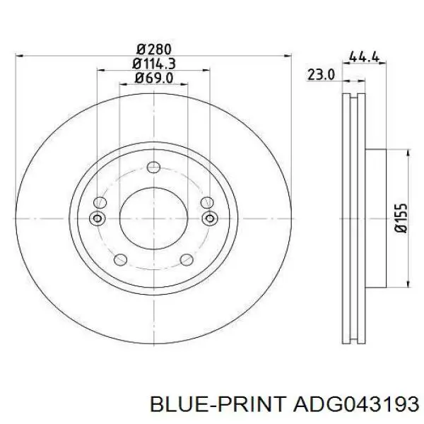 Disco de freno ADG043193 Blue Print