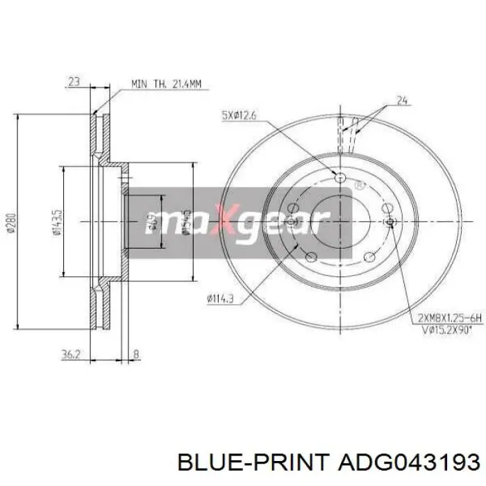 Disco de freno delantero Blue Print ADG043193