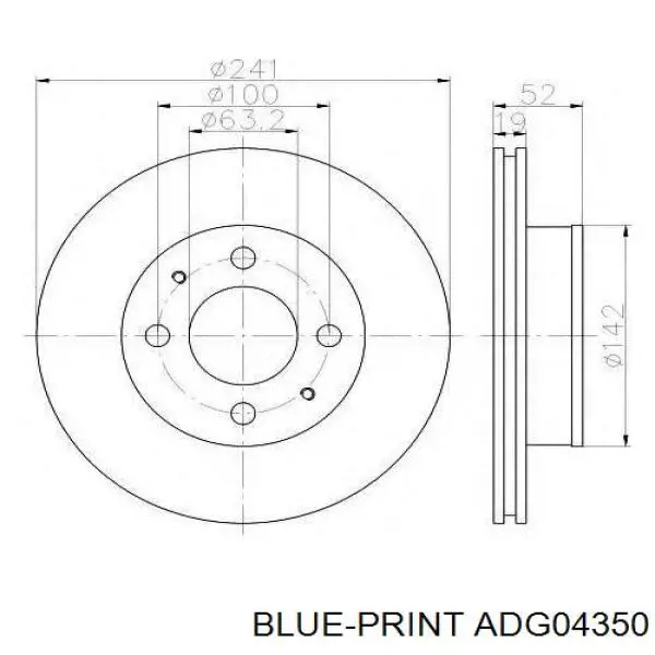 Comprar ADG04350 Blue Print Freno de disco delantero