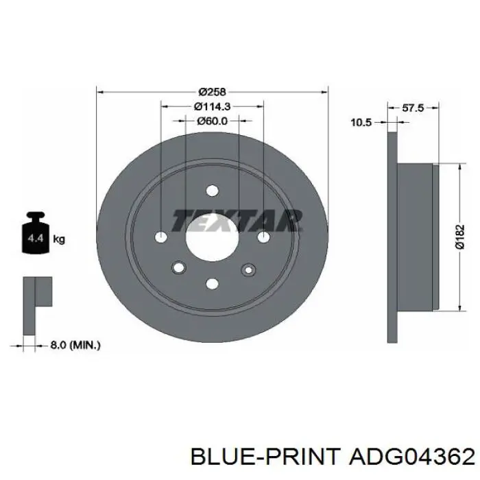 ADG04362 Blue Print disco de freno trasero