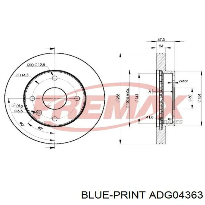 ADG04363 Blue Print disco de freno delantero