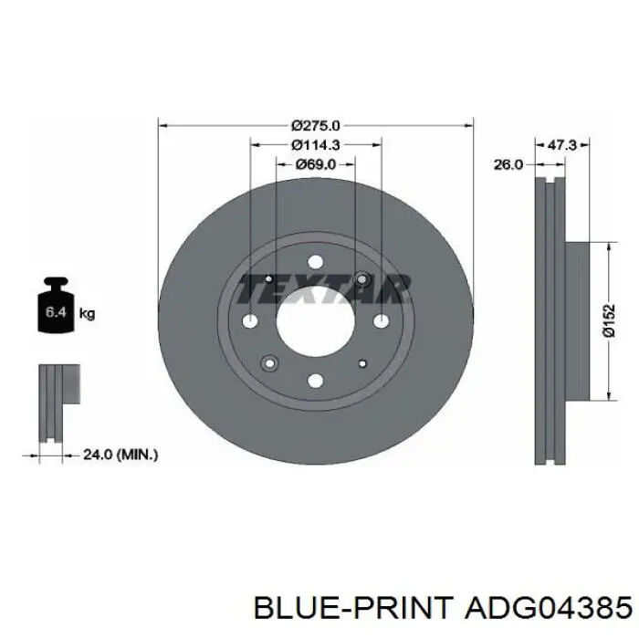 Disco de freno DIK17C Japan Parts