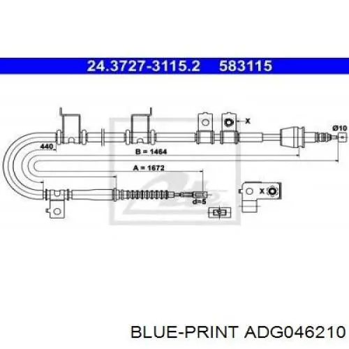 597602R300 Hyundai/Kia cable de freno de mano trasero izquierdo