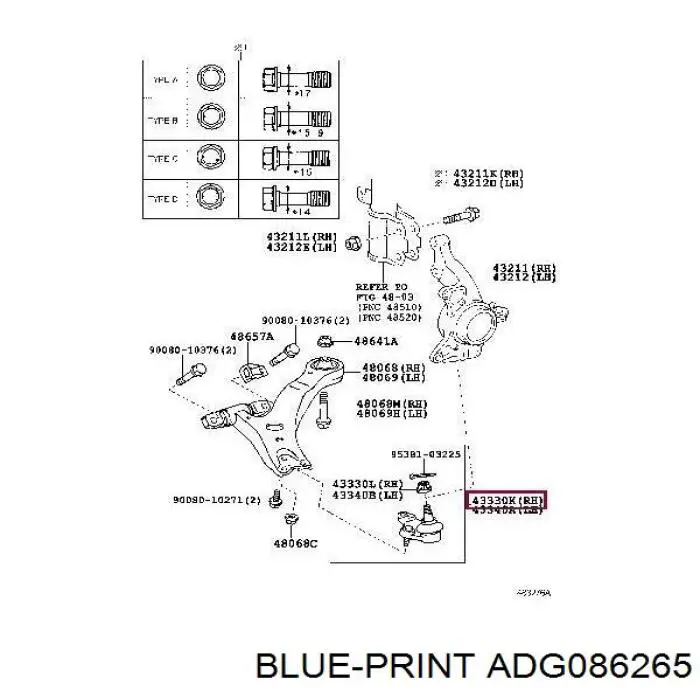 ADG086265 Blue Print brazo de suspension trasera izquierda