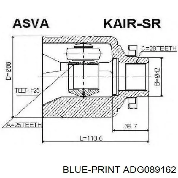 Semieje delantero derecho ADG089162 Blue Print