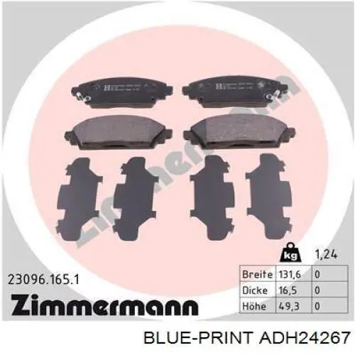 Pastillas de freno delanteras Blue Print ADH24267