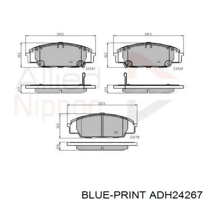 ADH24267 Blue Print Pastillas delanteras