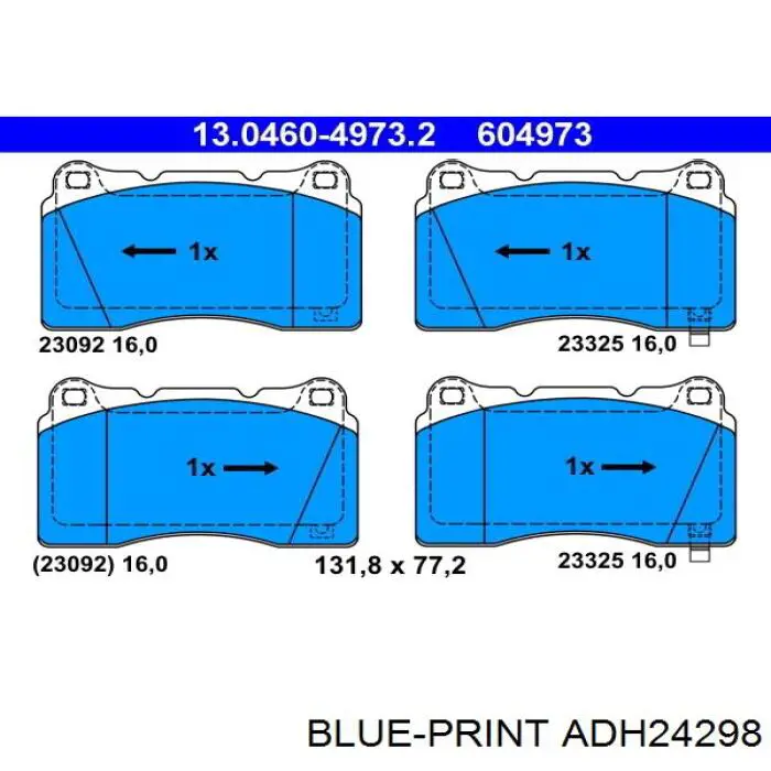 ADH24298 Blue Print pastillas de freno delanteras