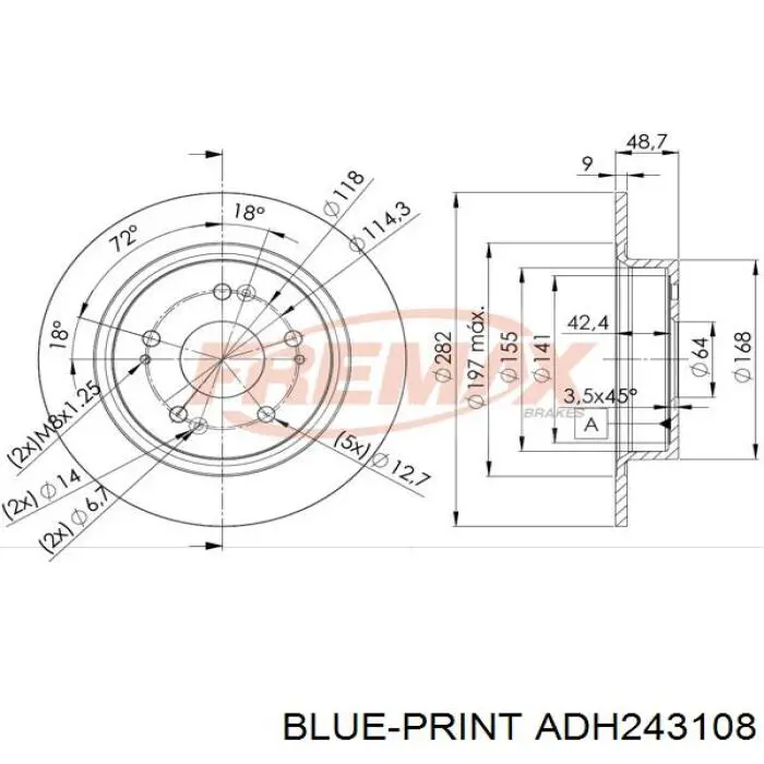 Disco de freno trasero 42510TA0A02 Honda