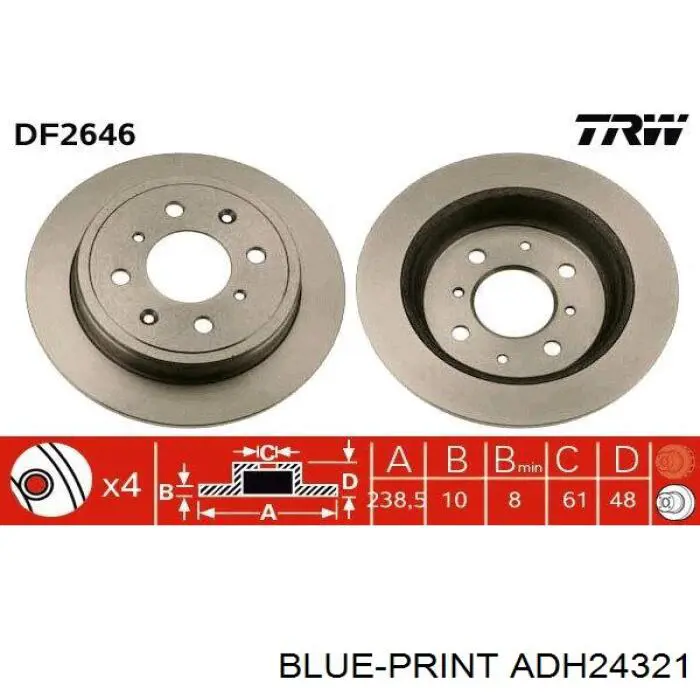 Frenos traseros Blue Print ADH24321