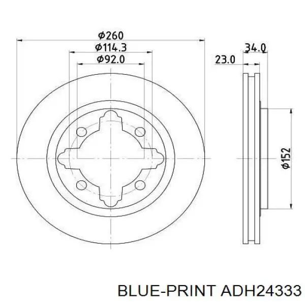 Disco de freno ADH24333 Blue Print