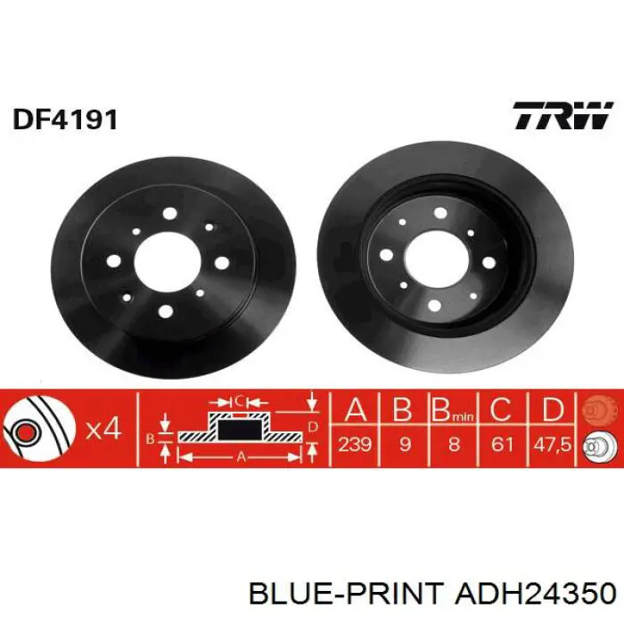Disco de freno trasero 108390 Febi