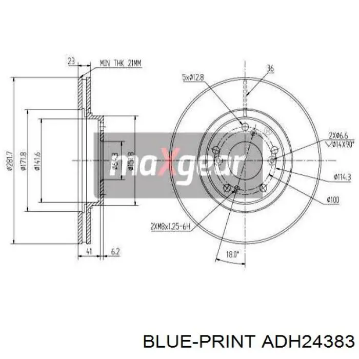 ADH24383 Blue Print disco de freno delantero