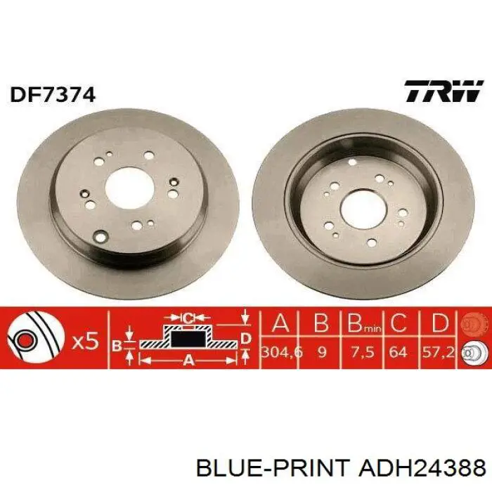 Frenos traseros Blue Print ADH24388