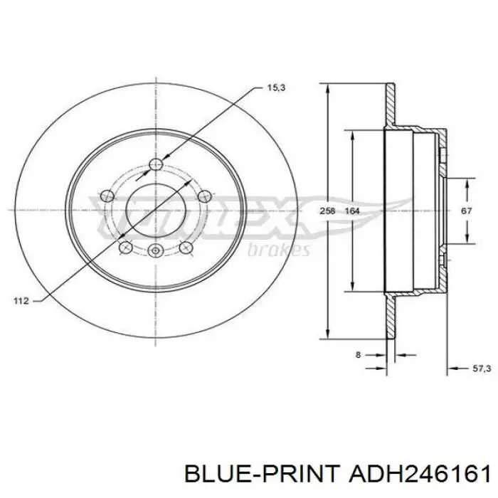 ADH246161 Blue Print cable de freno de mano delantero