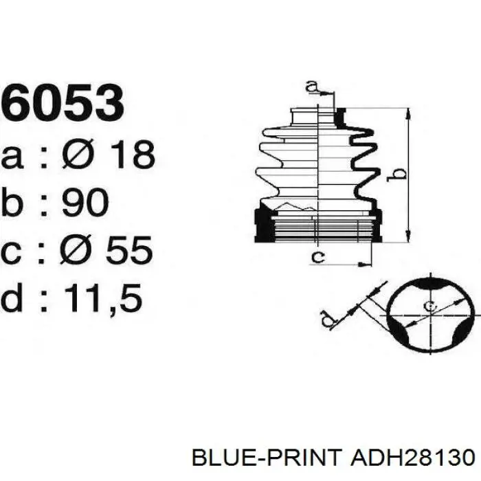 Fuelle interior de junta homocinética del semieje trasero ADH28130 Blue Print