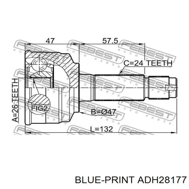 ADH28177 Blue Print fuelle, árbol de transmisión delantero interior