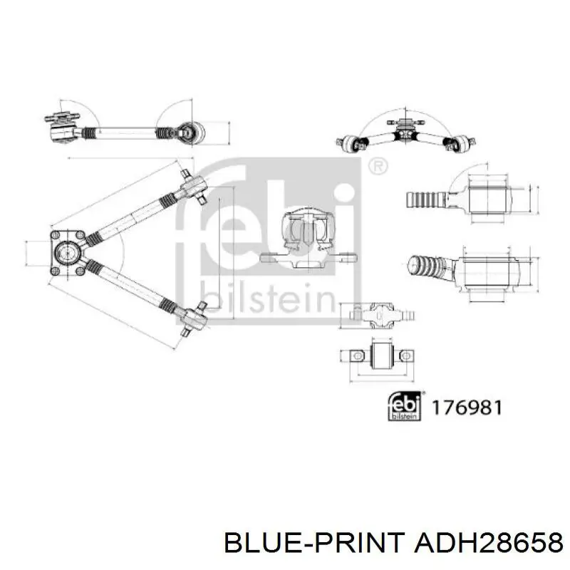 ADH28658 Blue Print barra oscilante, suspensión de ruedas delantera, inferior derecha