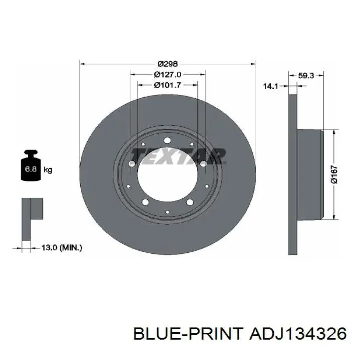 LR018026 Land Rover Freno de disco trasero