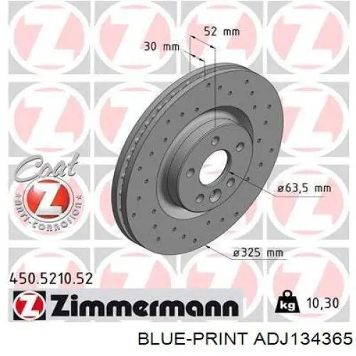 ADJ134365 Blue Print disco de freno delantero