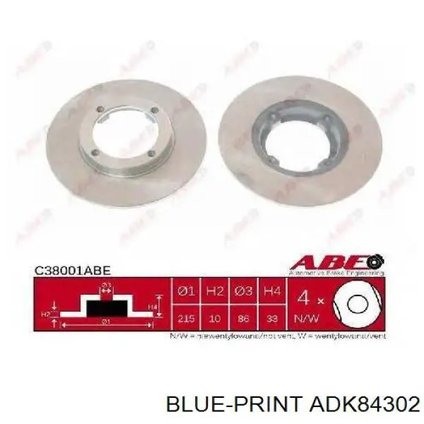 Frenos delanteros Blue Print ADK84302 precio, desde 24,93 EUR