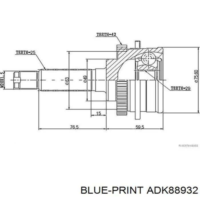 ADK88932 Blue Print junta homocinética exterior delantera