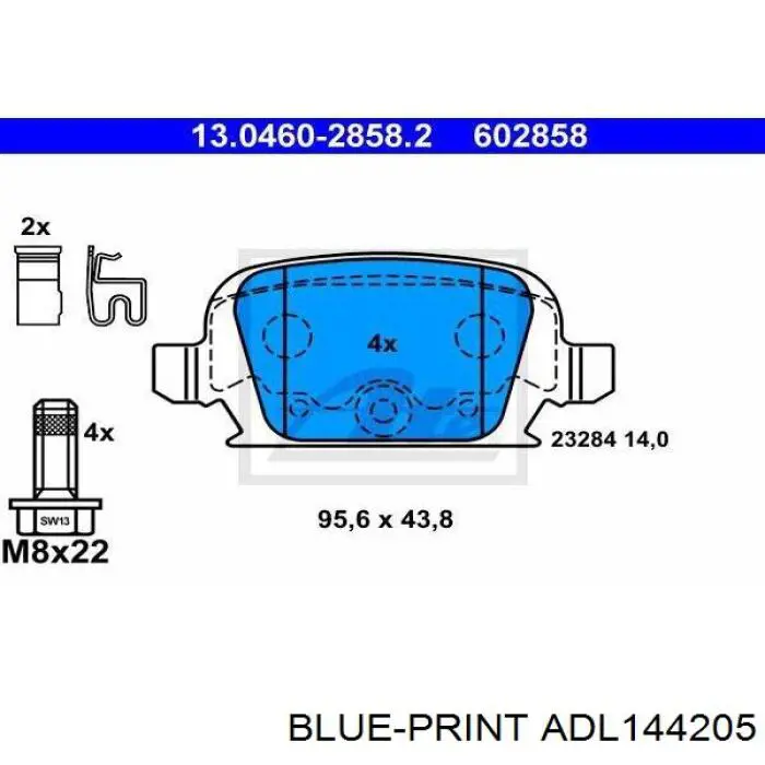 ADL144205 Blue Print pastillas de freno traseras