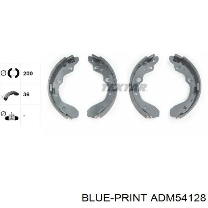 ADM54128 Blue Print zapatas de frenos de tambor traseras