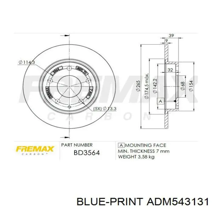 Comprar BDS1735 Jurid/Bendix Disco de freno trasero