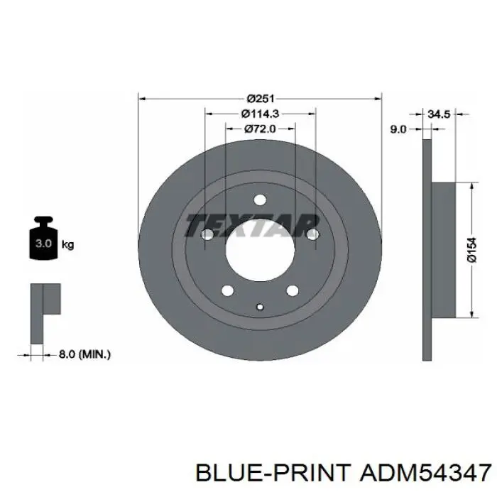 Frenos traseros Blue Print ADM54347